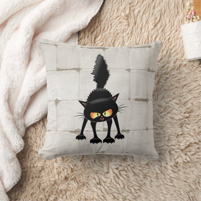 Coussin Dessin animé de chat noir drôle et féroce  (Couverture)