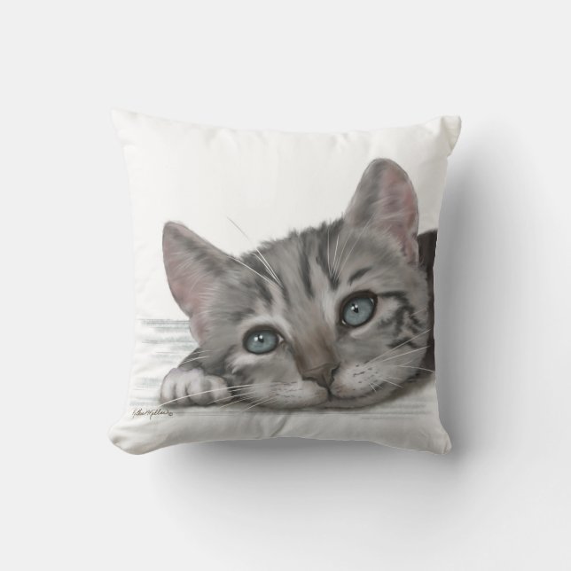 Coussin Dessin animé de chaton tabby mignon au repos (Recto)