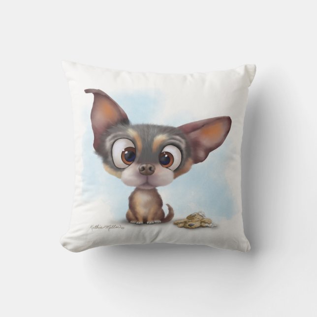 Coussin Dessin animé de chiot Chihuahua mignon (Recto)