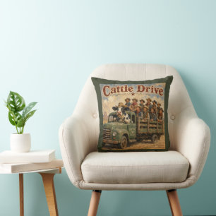 Coussin Dessin animé de conduite de bétail – Vache conduis