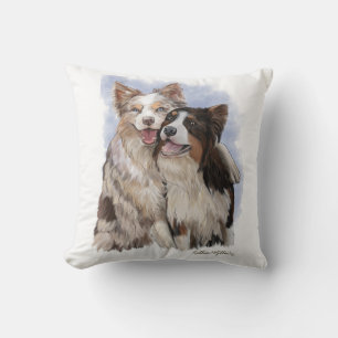 Coussin Dessin animé de deux amis Border Collie
