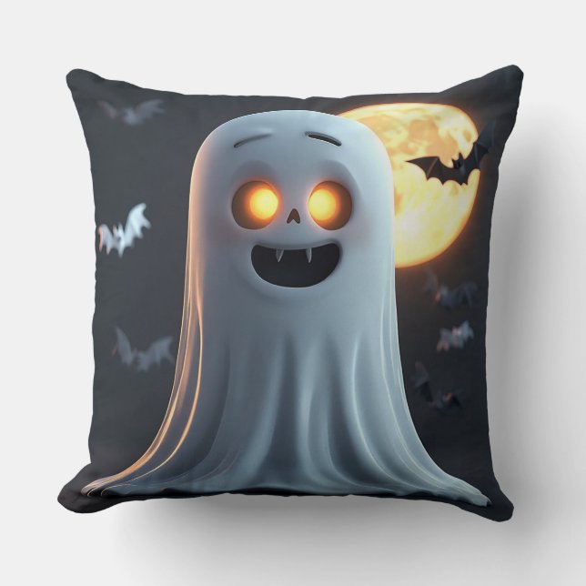 Coussin Dessin animé de fantôme effrayant avec chauves-sou (Recto)