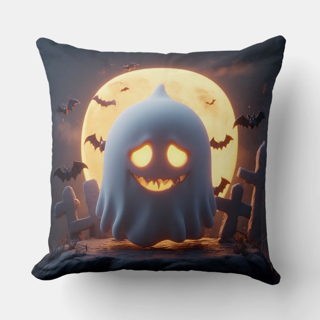 Coussin Dessin animé de fantôme effrayant avec des chauves (Recto)