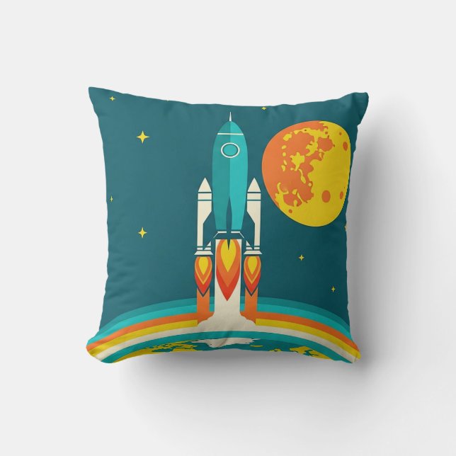 Coussin Dessin animé de fusée spatiale mignonne (Recto)