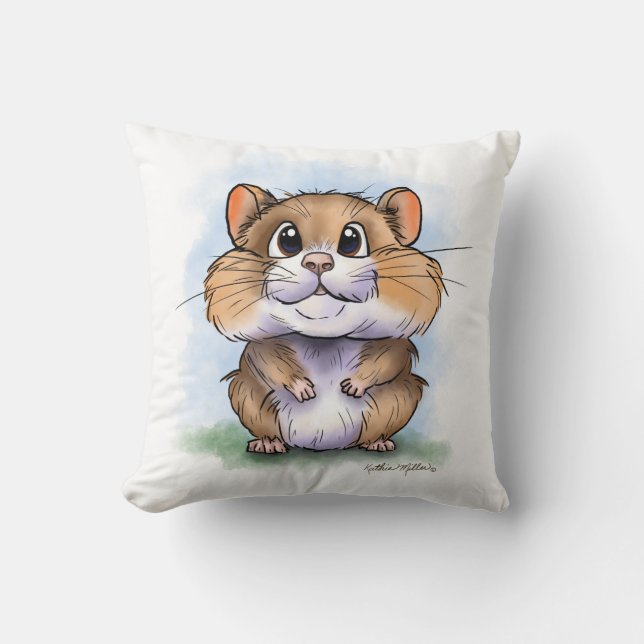 Coussin Dessin animé de hamster mignon et duveteux (Recto)