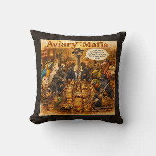 Coussin Dessin animé de la mafia aviaire – Humour de la fa