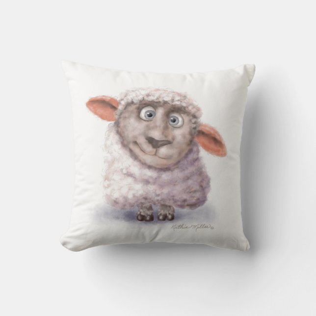 Coussin Dessin animé de mouton en boule de coton (Recto)