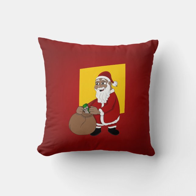 Coussin Dessin animé de Père Noël noir (Recto)