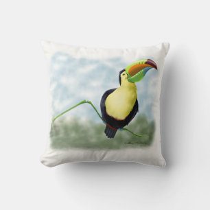 Coussin Dessin animé de toucan heureux