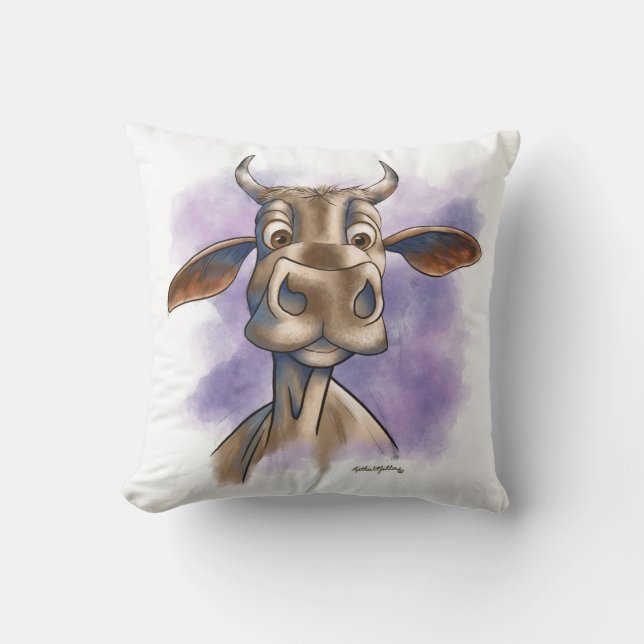 Coussin Dessin animé de vache Brahman (Recto)