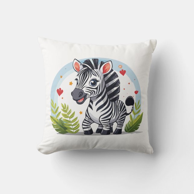 Coussin Dessin animé de zèbre mignon (Recto)