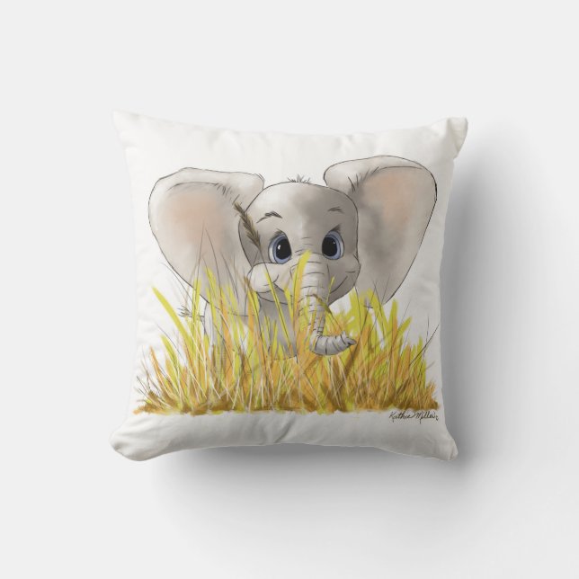 Coussin Dessin animé d'éléphant bébé mignon (Recto)
