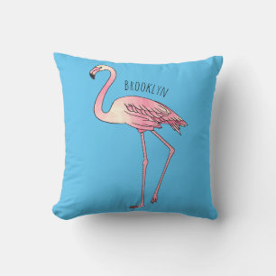 Coussin dessin animé d'oiseau Flamant rose