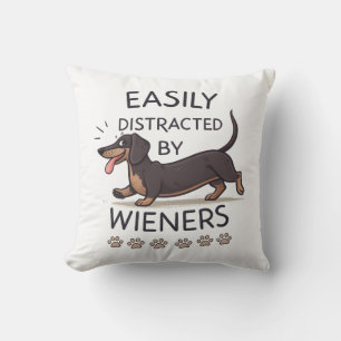 Coussin Dessin animé drôle de chien teckel joueur
