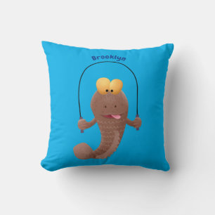 Coussin Dessin animé drôle de poisson mudskipper sautant