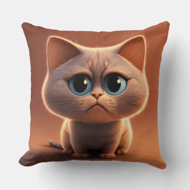 Coussin dessin animé illustration d'un chat mignon (Recto)