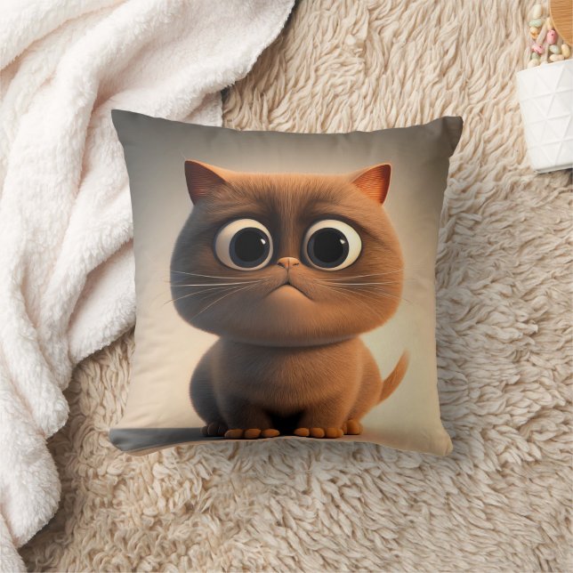 Coussin dessin animé illustration d'un chat mignon (Couverture)