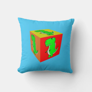 Coussin Dessin animé mignon Dino Cube Art