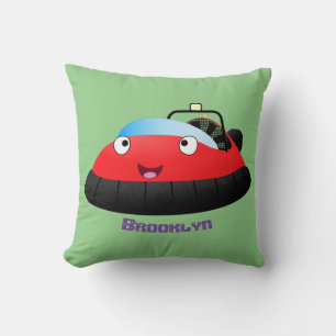 Coussin Dessin animé mignon d'un aéroglisseur rouge heureu