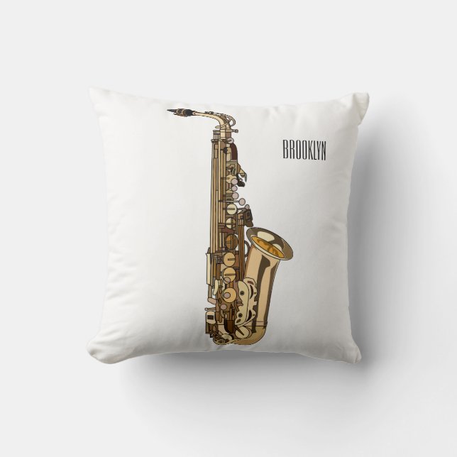Coussin dessin animé saxophone (Recto)