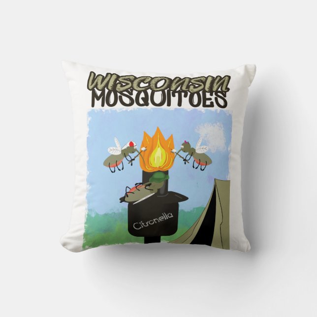 Coussin Dessin animé sur les moustiques du Wisconsin - Cam (Recto)