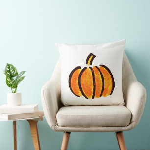 Coussin Dessin au crayon de citrouille d'Halloween, Citrou