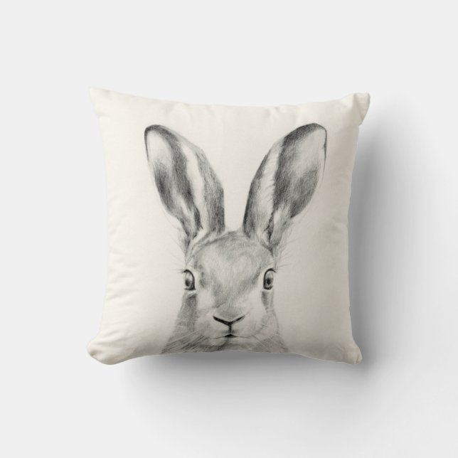 Coussin Dessin au crayon de lapin (Recto)