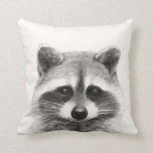 Coussin Dessin au crayon de Raccoon
