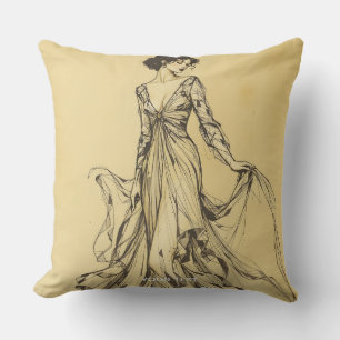 Coussin Dessin au crayon mignon de la dame Imaginaire