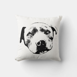 Coussin Dessin au trait à l'encre de Pit Bull