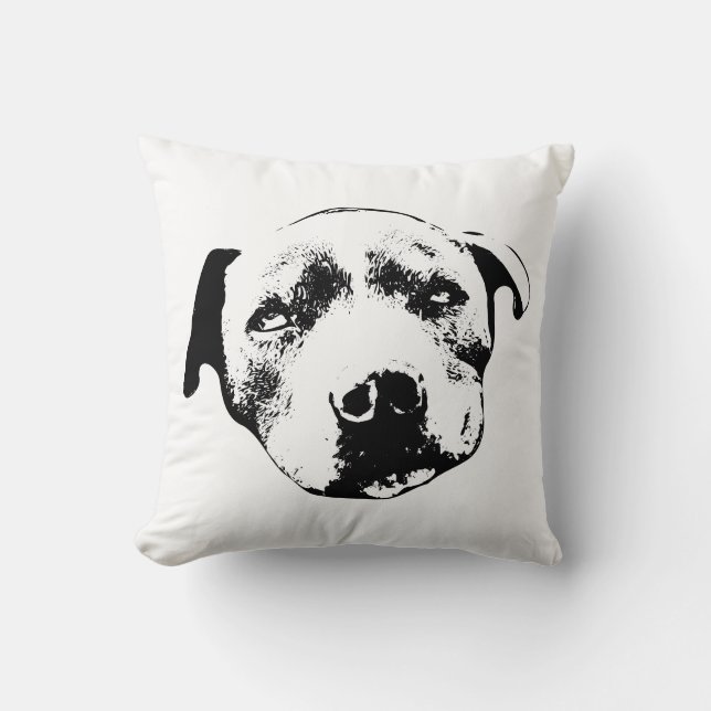 Coussin Dessin au trait à l'encre de Pit Bull (Recto)