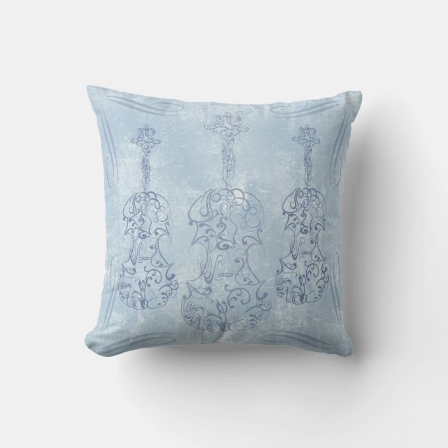 Coussin Dessin au trait bleu violon (Recto)