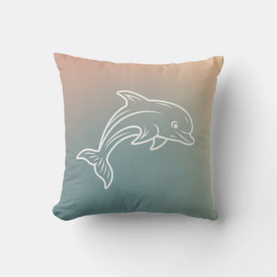Coussin Dessin au trait de dauphin serein