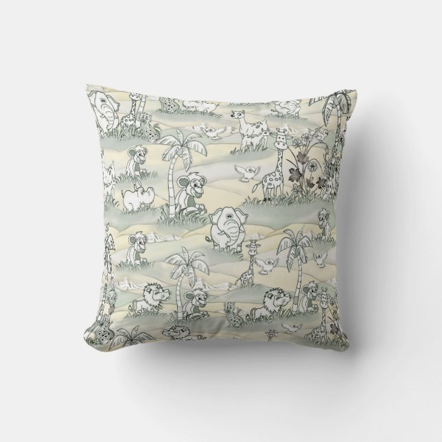 Coussin Dessin au trait de faune pour coloriage (Recto)