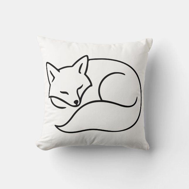 Coussin Dessin au trait de renard endormi – Motif d'animal (Recto)