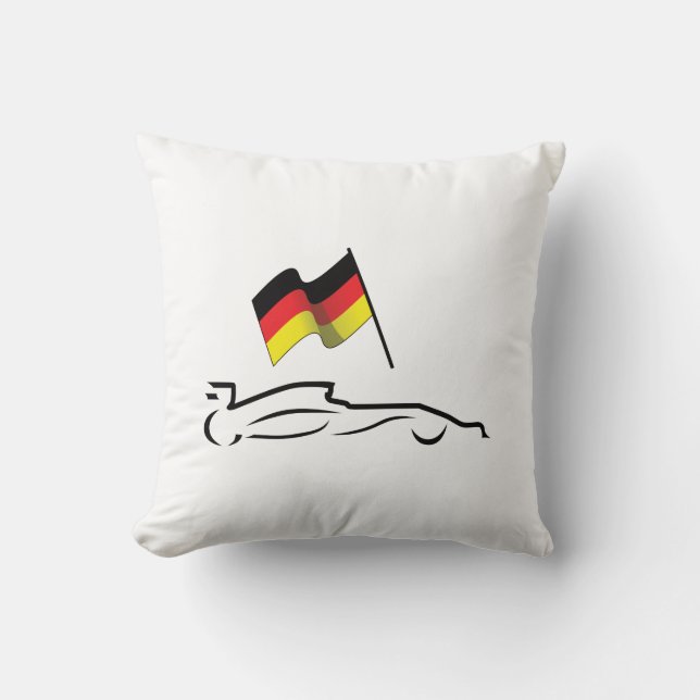Coussin Dessin au trait de voiture de course avec drapeau  (Recto)