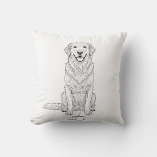 Coussin Dessin au trait minimaliste de Golden Retriever do