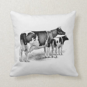 Coussin Dessin blanc noir noir noir blanc de vache et de v