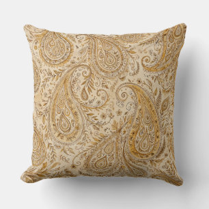 Coussin Dessin Classique Chaud et Cosy Paisley Doré