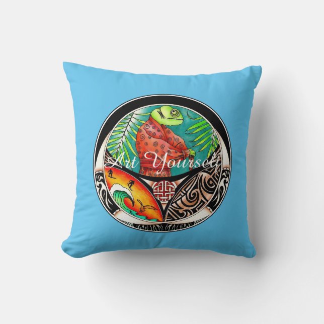 Coussin Dessin d'art de Chameleon (Recto)