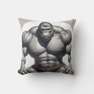Coussin Dessin d'art pop de Gorilla Bodybuilder