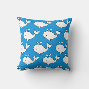 Coussin Dessin de baleine Motif à main bleue