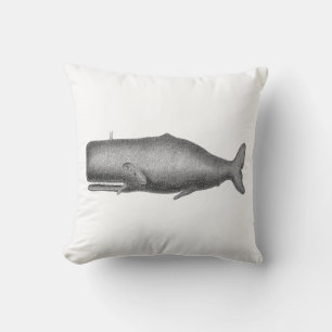 Coussin Dessin de baleine vintage du XIXe siècle