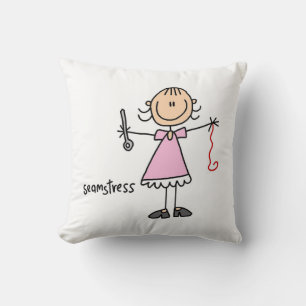Coussin Dessin de bâton de couturière