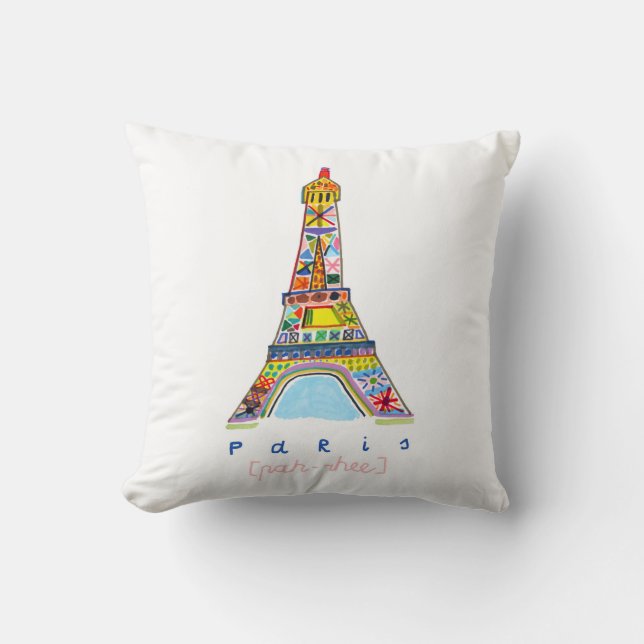 Coussin Dessin de bout de feutre de Paris (Recto)