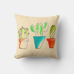 Coussin Dessin de cactus mexicain mignon