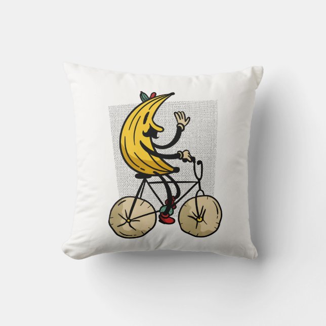 Coussin Dessin de cartoon de motard à la banane drôle (Recto)