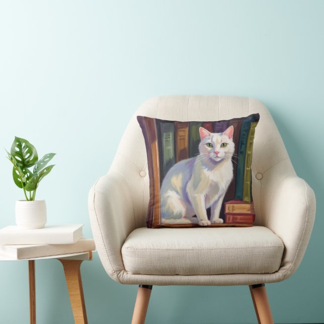 Coussin Dessin de chat blanc (Chaise)