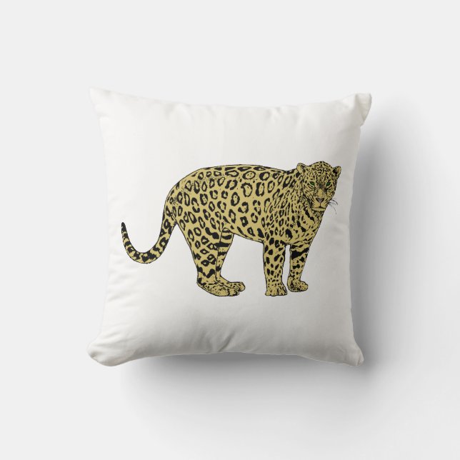 Coussin Dessin de chat tacheté vintage léopard guépard (Recto)