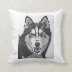 Coussin Dessin de chien de traîneau sibérien
